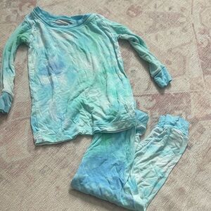 Little Sleepies Aqua and Mint Tie-Dye Pajama Set